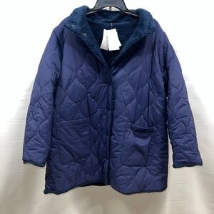 Style & Co Coat Women’s 1X Blue Puffer Reversible Long Sleeve Polyester